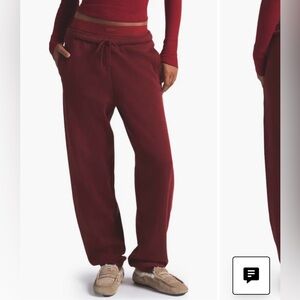 Skims sweat set Women's Relaxed Drawstring Sweatpants and sweatshirt- Burgundy